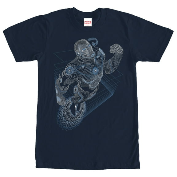 Men's Marvel Iron Man Geometric Graphic Tee Navy Blue Large