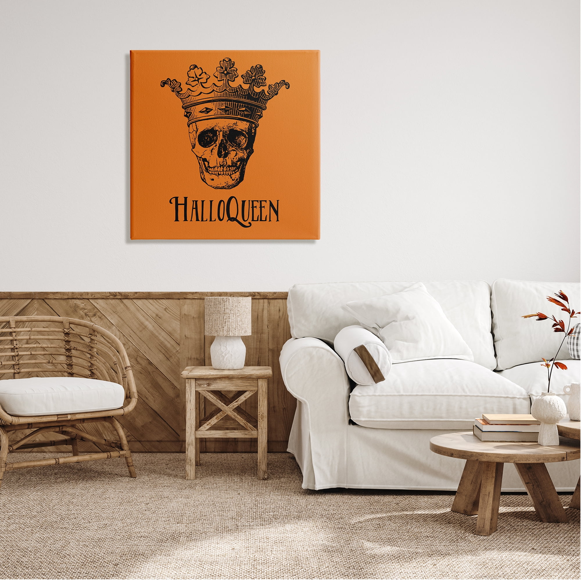 Stupell Industries HalloQueen Skull in Crown Holiday Painting Gallery Wrapped Canvas Print Wall Art, 30 x 30