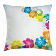 thumbnail image 1 of Luau Throw Pillow Cushion Cover, Vibrant Colorful Border Design with Blossoming Hibiscus Polynesian Springtime Aloha, Decorative Square Accent Pillow Case, 24 X 24 Inches, Multicolor, by Ambesonne, 1 of 2