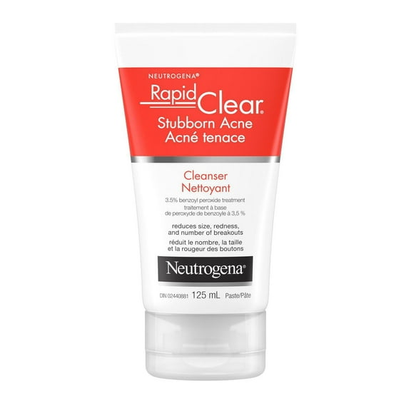 Neutrogena Rapid Clear Nettoyant pour le Visage pour Acné Tenace, Traitement de l'Acné au Peroxyde de Benzoyle Nettoyant pour le Visage