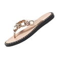 thumbnail image 3 of Willtoo Womens Flip Flops Sandals Bohemian Rhinestone Open Toe Casual Flats Sandals Comfort Beach Flat Walking Shoes, 3 of 5