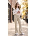 thumbnail image 4 of HILEELANG Girls Flare Pants with Pockets, Stretch Pull-On School Pants, Light Khaki, 4 of 12
