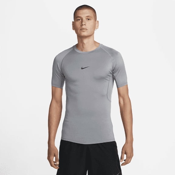 Nike Pro Men's Dri-FIT Tight Short-Sleeve Fitness Top Color: Smoke Grey/Black Size: XL