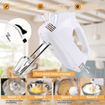 thumbnail image 3 of 7-Speed Electric Hand Mixer,5 Large Mixing Bowls Set,Handheld Mixers with Whisks Beater,Stainless Steel Metal Nesting Bowl Measuring Cups Spoons Kitchen Cake Blender for Prep Baking Supplies, 3 of 9
