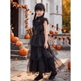 thumbnail image 6 of Girls Halloween Costume Fancy Dress with Wig Black for Kids Carnival Party 7-8 Years, 6 of 7