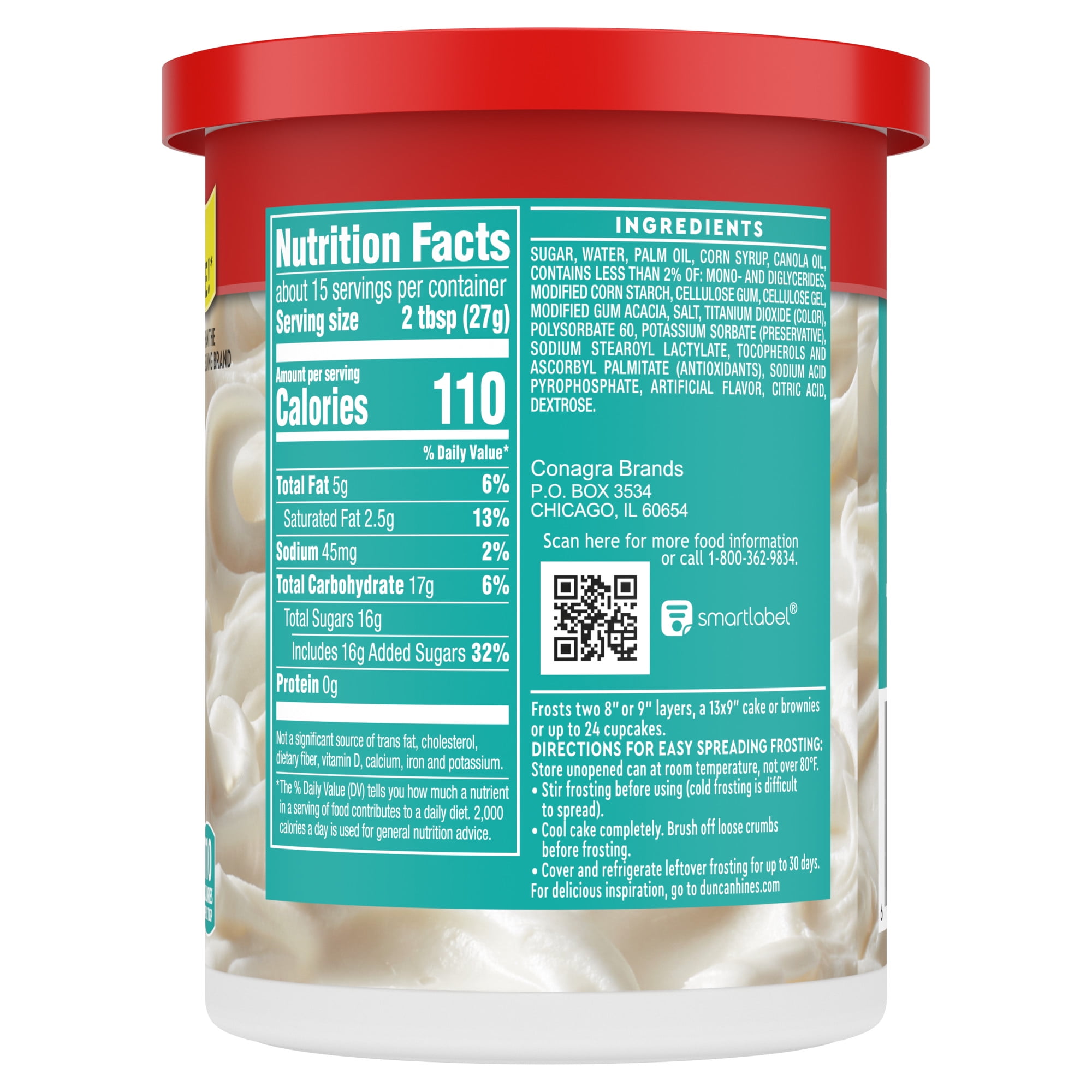 Duncan Hines Whipped Fluffy White Flavored Frosting, 14 oz.