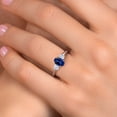 thumbnail image 4 of Gem Stone King 925 Silver and 10K Yellow Gold Blue Created Sapphire and White Zirconia Engagement Ring for Women | 1.65 Cttw | Oval 7X5MM | Gemstone September Birthstone | Size 9, 4 of 6