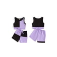 thumbnail image 2 of Suagox Little Girls Activewear Outfits Contrast Colors Tank Tops and Elastic Shorts Set Fashion Cute Clothes for 12-24 Months and 2-5 Years Old Girls, 2 of 10