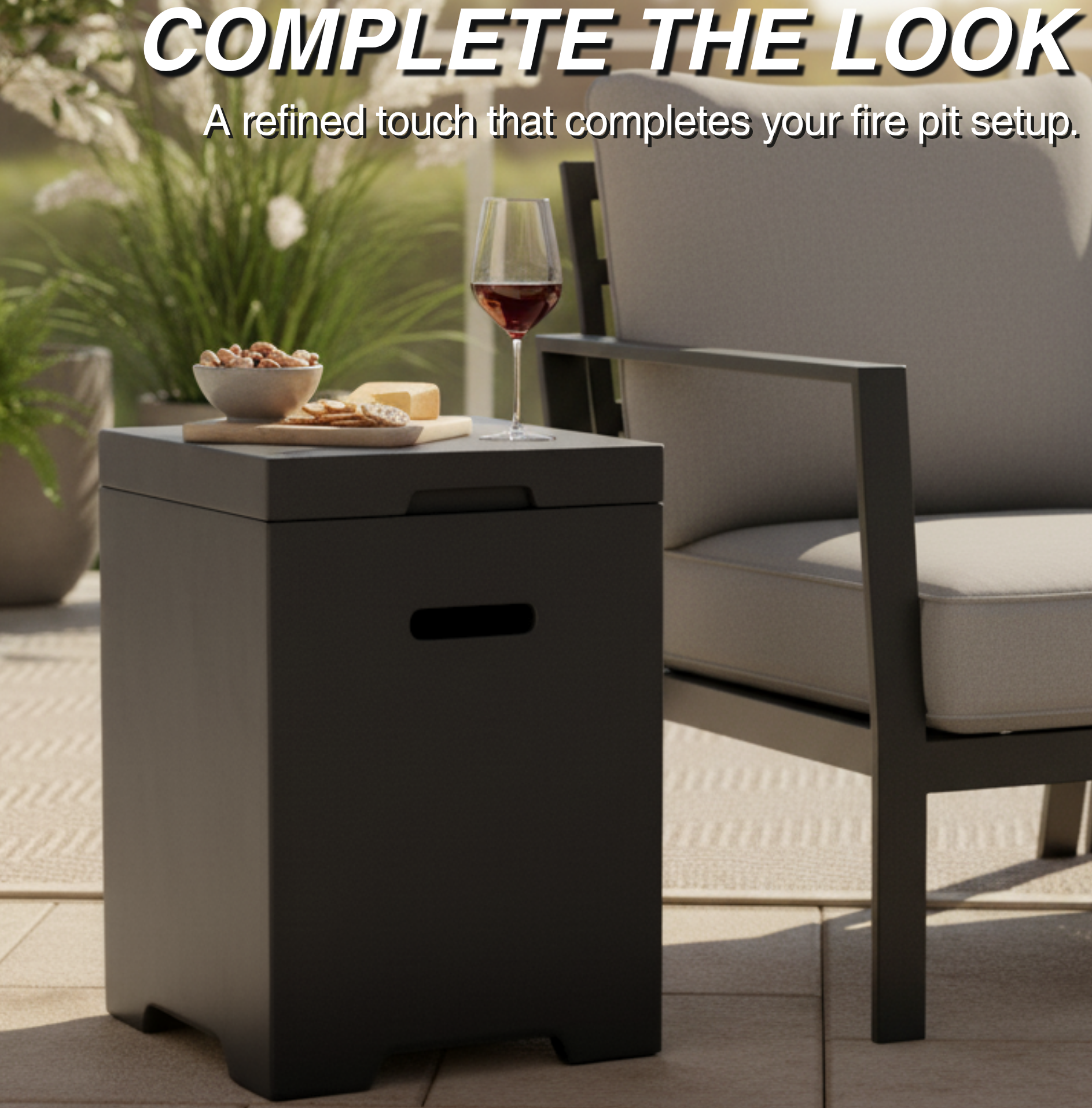 Anykoon 20 LB Propane Tank Cover Table, Light Concrete Dark Grey - Outdoor Cylinder Hideaway Side Table for Gas Fire Pit & Gas Griddle
