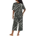 thumbnail image 4 of DKNY Women's Elastic Waistband Capri & Short Sleeve Pajama Set (Black Tie Dye, XL), 4 of 5