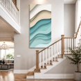 thumbnail image 4 of Canvas Wall Art, Teal Brown Ombre Framed Canvas Prints for Bedroom Dining Room, Modern Abstract Moire Art Geometric Oversized Gallery Wrapped Wall Decor for Home Office, Gifts, 20"x40" Ship Next Day, 4 of 9
