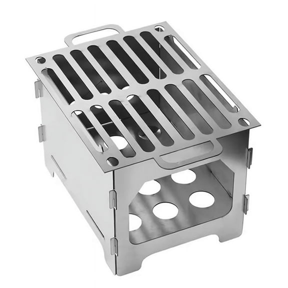 -Campfire Stove Stainless Steel Charcoal Firewood Stove Detachable Multifunctional for Outdoor Pincnic