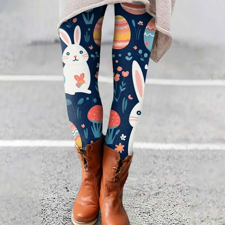 UoCefik Easter Leggings for Women Workout Easter Rabbit Eggs Bunny Leggings  High Waisted Graphic Easter Day Print Tights Soft Tummy Control Yoga Pant