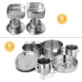 thumbnail image 3 of Stainless Steel 8-Piece Camping Cookware Set with Pots, Frying Pan, Plates, Cups, Pot Cover & Storage Pouch - No Plastic, Fire-Safe, Smooth Surface, Direct Meal Serving for Outdoor Hiking & Group, 3 of 7