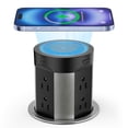 thumbnail image 1 of Enchufe desplegable Kungfuking para encimera de cocina con cargador inalámbrico, toma de corriente USB C de 15 W y 75 W, 8 enchufes y 4 puertos USB, 1 of 8