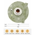 thumbnail image 6 of 13 Inch Round Placemats Set of 6, Sage Green Christmas Non Slip Heat Insulation PP Table Mats, Winter Xmas Snowflakes Textured Washable Place Mats for Kitchen Dining Party Table Decor, 6 of 7