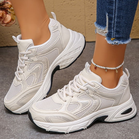 Willtoo Women's Chunky Fashion Sneakers Casual Sports Shoes Mesh Breathable Athletic Gym Workout Tennis Shoe Platform Thick Walking Shoes