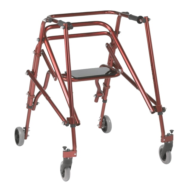 Inspirado en el andador posterior ligero Drive Nimbo 2G Mobility Aid con asiento, grande, color rojo castillo