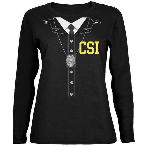 Halloween Crime Scene Investigator Costume Black Womens Long Sleeve T-Shirt - 2X-Large