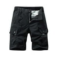 thumbnail image 2 of Yaoyar Men's Cargo Athletic Bottoms Trendy Loose Fit Men's ‌Knee-Length Trousers Mid Length Casual Workwear Shorts,Black,XL, 2 of 3