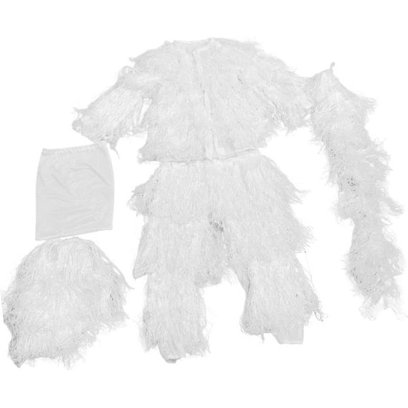 FYBTO Ghillie Suit Pants Hat Outfit Breathable Jacket Lightweight Uniform Set with Storage Bag for Game Bird Watching Costume Turkey Hunting Party, White-0625