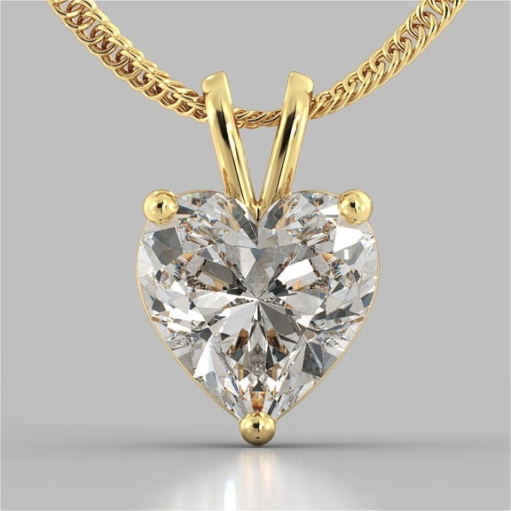 4.00 Ct Heart Cut Lab Created Diamond Solitaire Pendant 14K Yellow Gold Plated