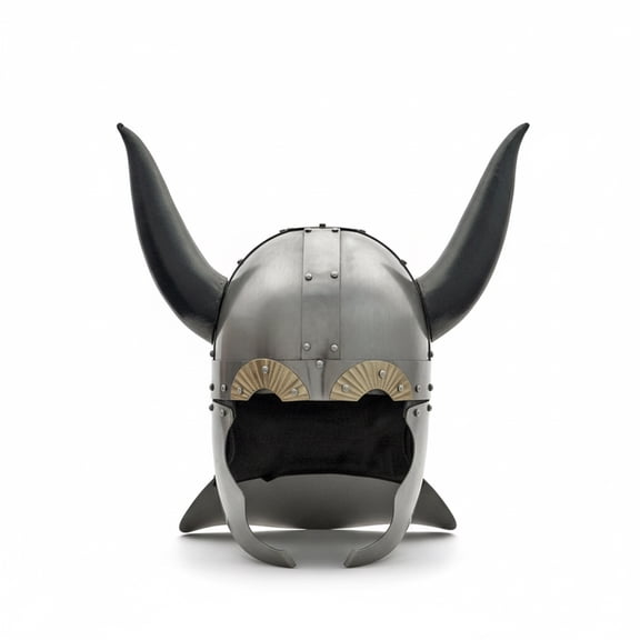 SZCO Viking Helmet with Leather Wrapped Horns – Full-Size 18" Handmade Carbon Steel Helmet with Inner Lining Display Piece