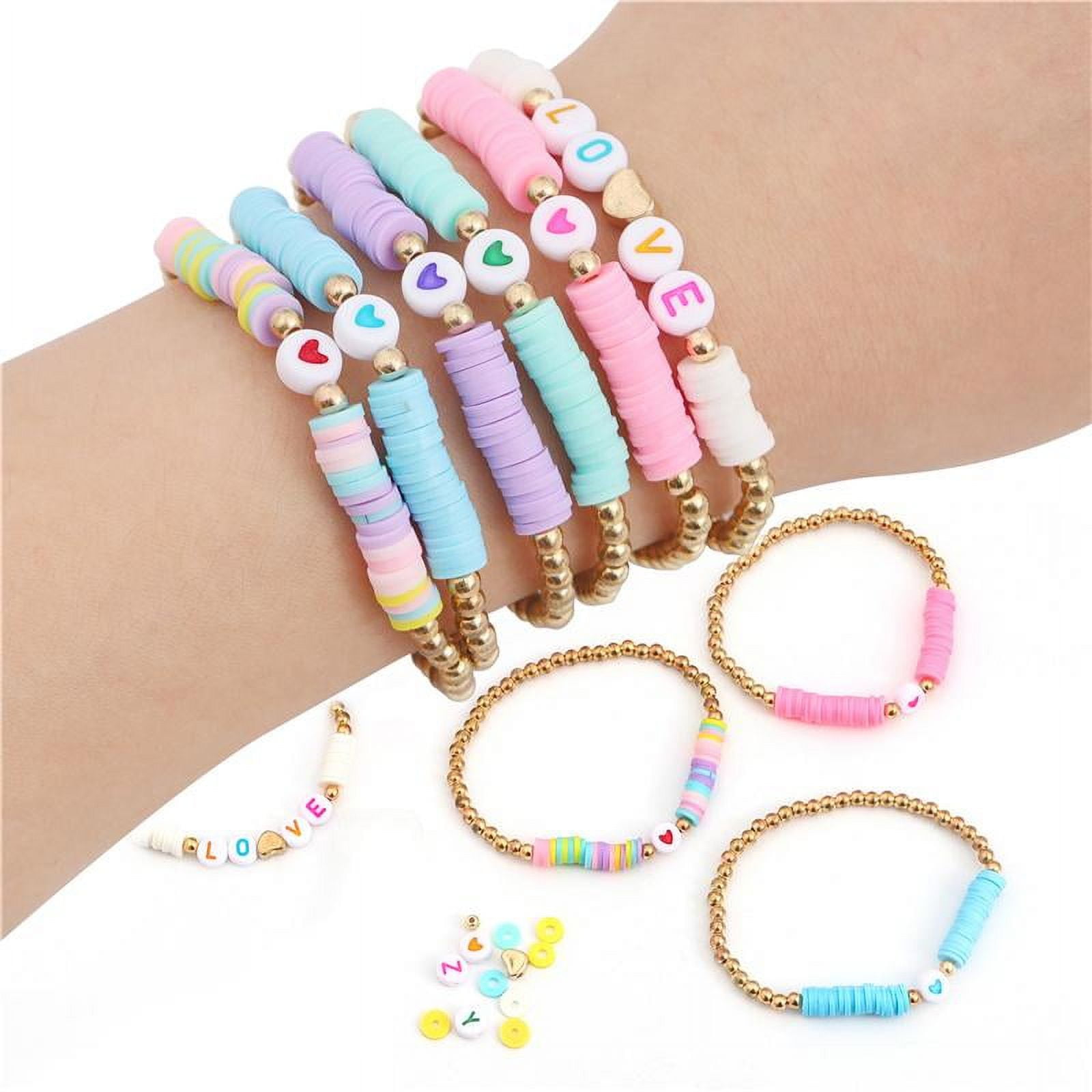 13010Pcs Clay Beads and 2mm Glass Seed Beads Spacer for Bracelet Making  Heishi Flat Round Polymer Clay Preppy Beads Pendant with Letter Beads  Charms
