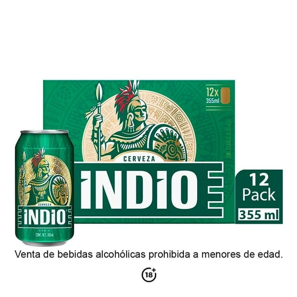 Cerveza oscura Indio 12 pack latas de 355 ml c/u