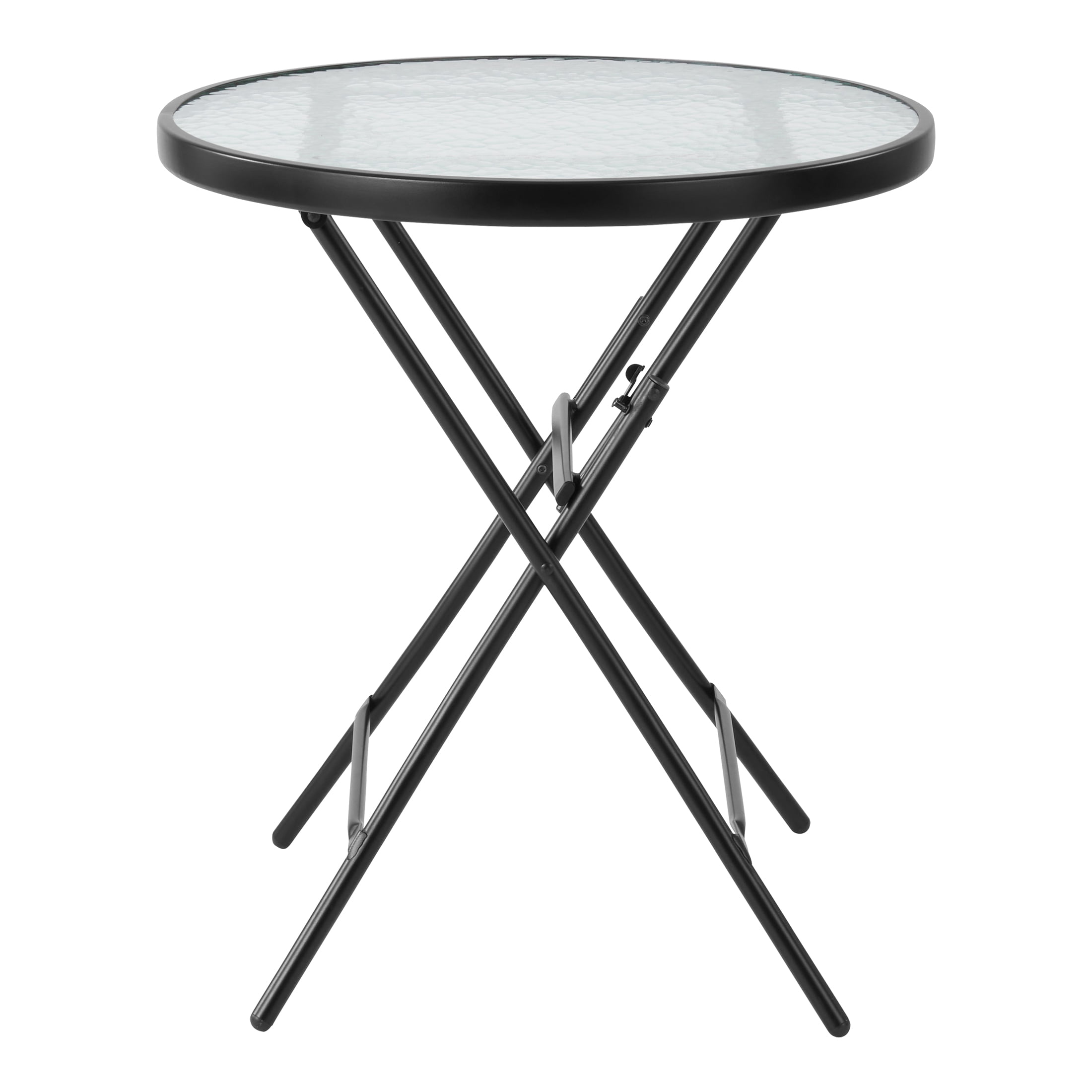 Mainstays Albany Lane 3-Piece Outdoor Bistro Set, Folding Chairs & Glass Table, Black