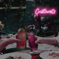 UPONRAY Single Line Custom Neon Signs with Star, Usb Powered with Adjustable Brightness Wall Decor for Gifts, Pink, 20 inch