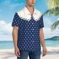 thumbnail image 3 of Sikiie Vintage Blue Polka-dot Print Men's Hawaiian Shirt, Summer Beach Button Pocket Short Sleeve T-Shirt,Medium, 3 of 7