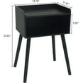 thumbnail image 3 of Nightstand, Mid Century Modern Side Table Bedroom with Storage, Small End Bedside Table with Solid Wood Legs for Living Room, Office Small Spaces (Black), 3 of 13