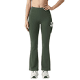 thumbnail image 5 of FLEXVIBE Womens Flare Leggings for Yoga Workout Polyester High Waist Stretch Bootcut Pants with Cargo Pockets,Olive Green,US Size XXL, 5 of 10