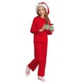 thumbnail image 4 of Fesfesfes Kids Boys Girls Fashion Cute Solid Color Soft Long Sleeve Pants Outfit Set 2 Piece Outfit Casual Playwear Everyday Pullover and Sweatpants Matching Cozy Homewear(Red,5 Years), 4 of 5
