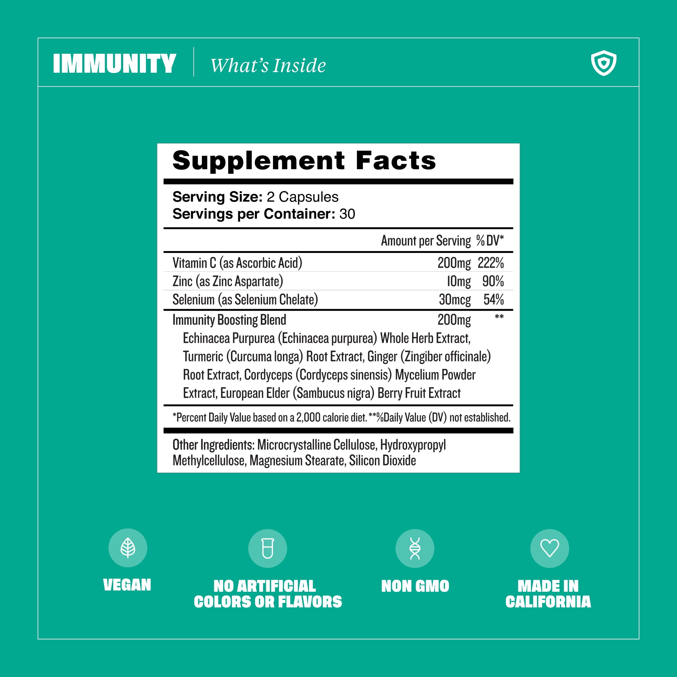 Health By Habit Immunity Supplement, Echinacea, Elderberry, Zinc, 60 Capsules
