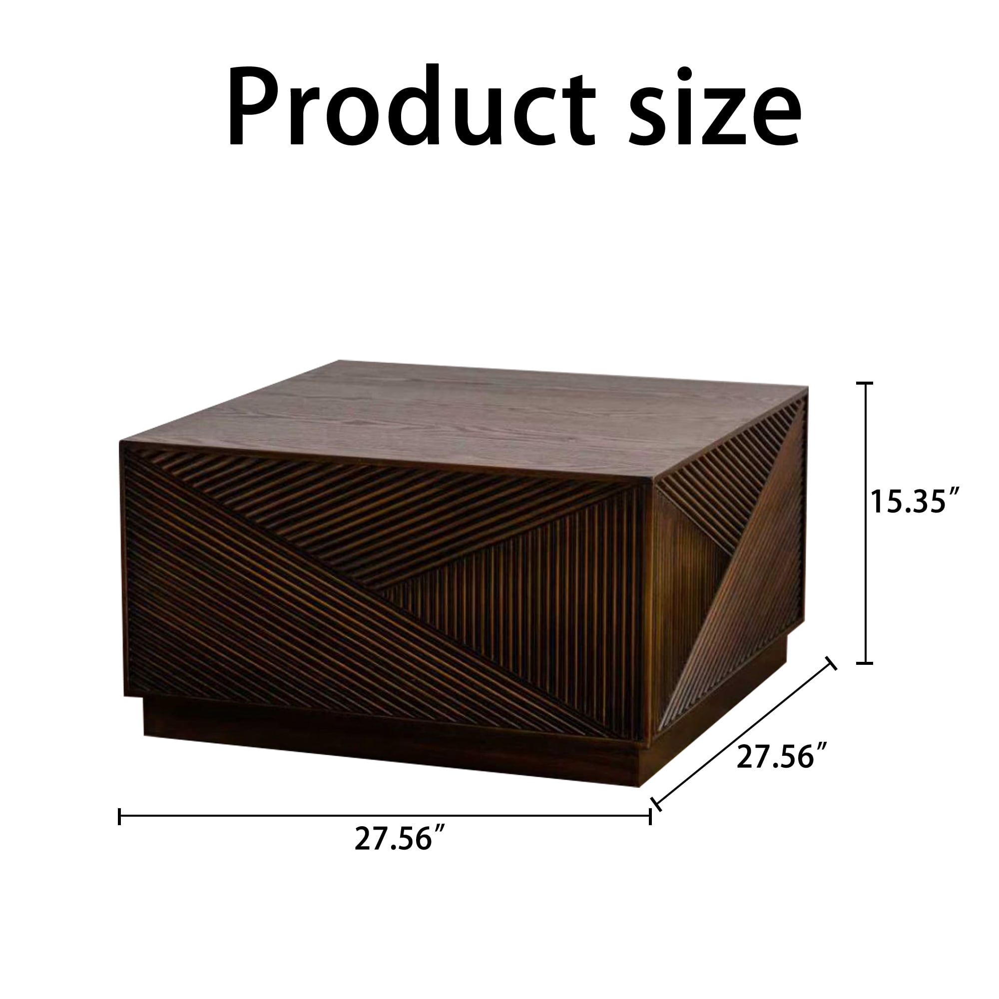 Leumius Square Coffee Table Modern Colour Combination Coffee Table Not Need Assembly Coffee Table for Living Room Walnut