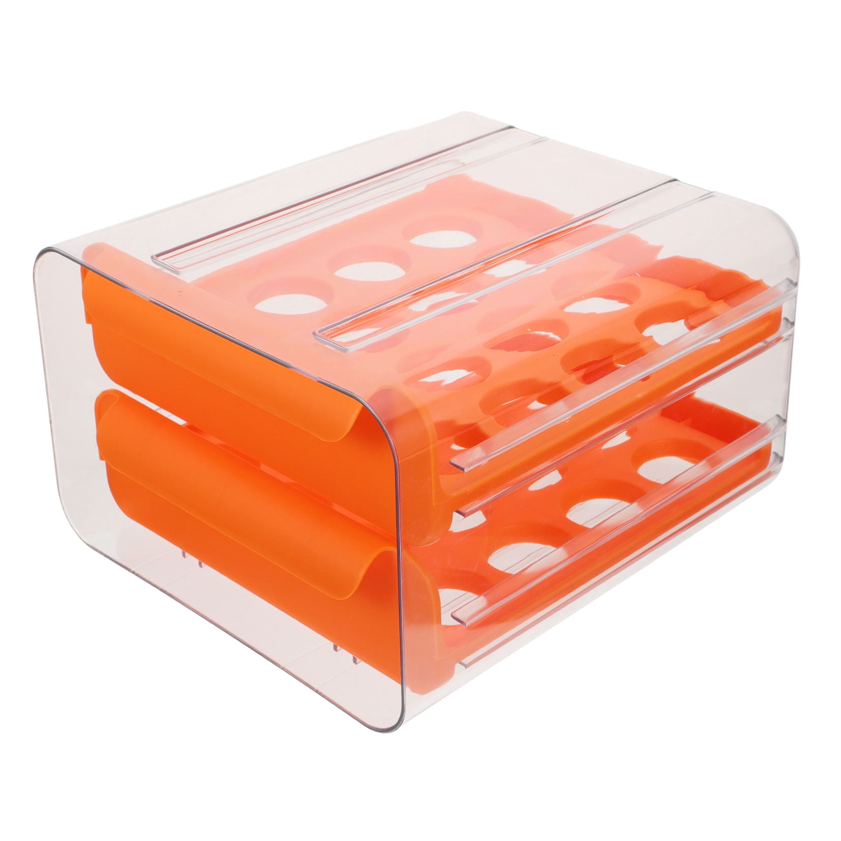 LABSERRON Orange Refrigerator Egg Storage Box Stable Compact Space Saving Egg Organizer