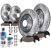 Detroit Axle - Brake Kit for Toyota Camry Avalon Lexus ES350 ES300h Drilled & Slotted Brakes Rotors Ceramic Brake Pads Front and Rear Replacement