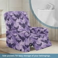 thumbnail image 4 of Renewold Bat Splash Purple Couch Cover Recliner Fitted Oversized Recliner Cover 4 Pieces Non-Slip Recliner Chair Cover with Pocket and Elastic Straps for Halloween Decor, 4 of 8