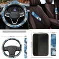 thumbnail image 5 of Yuyamidu 15 PCS Blue Marble Print Car Seat Covers and Floor Mats Sea Turtle Steering Wheel Cover Seatbelt Strap Pad Cup Coasters Handbrake Cover Set, 5 of 6