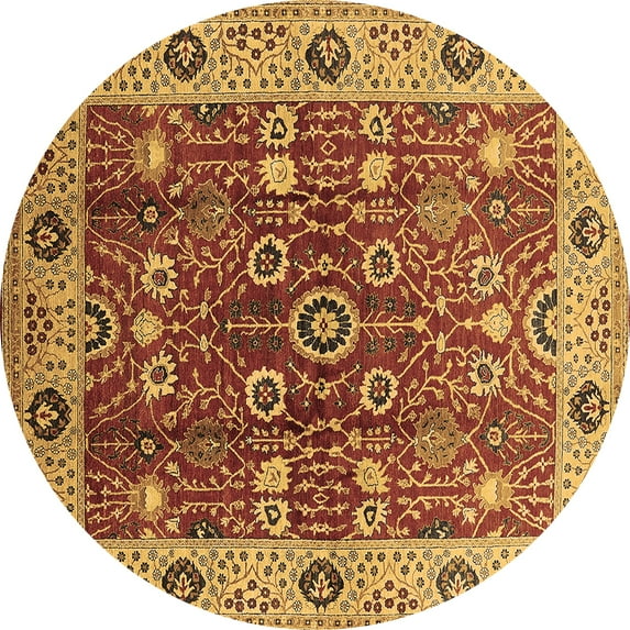 Ahgly Company Indoor Round Oriental Brown Industrial Area Rugs, 5' Round
