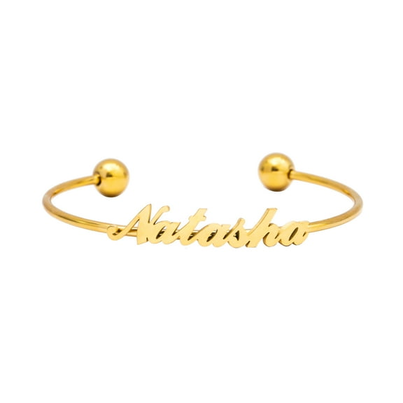Custom Name Cuff Bracelet Bangle Stainless Steel Personalized Name Bracelet 18K Gold Plated Name Cuff Bangle Customized Jewelry Gifts for Women