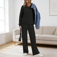 thumbnail image 4 of Quixlent Two Piece Outfits for Women Casual Fall Lounge Sweatsuits Long Sleeve V-Neck Top Wide Leg Pants Matching Sets, 4 of 8