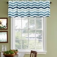 thumbnail image 3 of Teal Blue Stripes Ombre Curtain Valances for Windows, Kitchen Valance Window Treatments Panel 2 Pack, Gradient White Geometric Ocean Wave Rod Pocket Short Curtains for Bathroom Bedroom 60 x 18 Inch, 3 of 8
