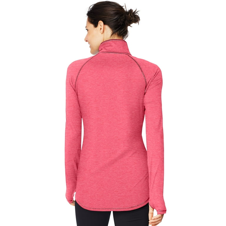 Hanes Womens Sport Performance Fleece Quarter Zip Sweatshirt, XL, Black  Heather 
