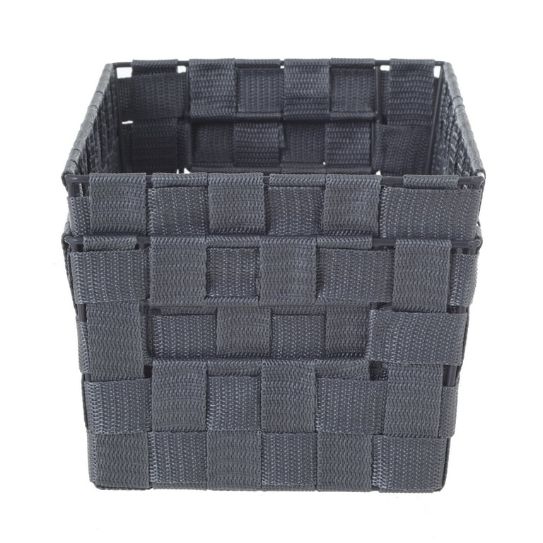 Readsky Small Plastic Storage Baskets with Handles, Desktop Weave Storage Baskets, Deep Grey, 12 Packs
