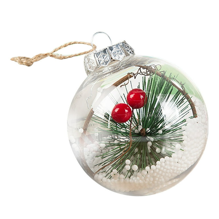  12 Pieces Christmas Bulb Ornament Balls Clear Plastic Fillable  Ornaments Ball Hanging Tree Snow Berry Pine Filling Ornaments for Christmas  Decor : Home & Kitchen