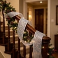 thumbnail image 6 of Sparkly Sequin Christmas Ribbon, Pink Silver 2 In x 10 Yd Wired Edge Ribbon for Gift Wrapping, Bows, Wreaths and Tree Decor, 6 of 6