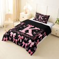 thumbnail image 2 of Manfei Cute Initial K Twin Comforter Sets,Princess Bowtie Bedding Set,Black Pink,Black Reversible,2pcs,1 Comforter and 1 Pillowcase, 2 of 7